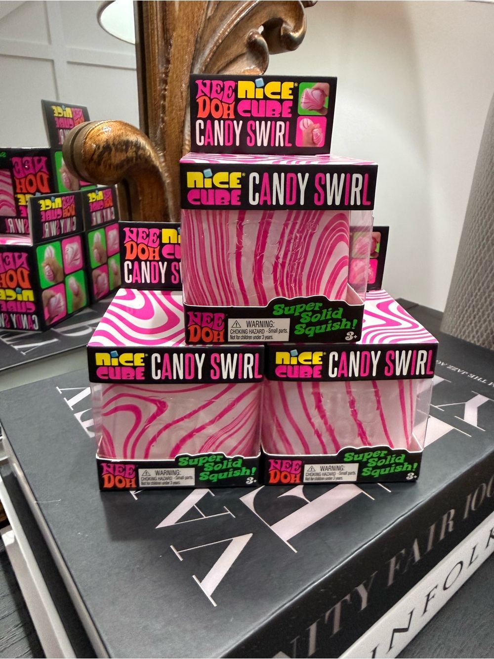 Nice Cube Candy Swirl Squishy Cream & Pink -